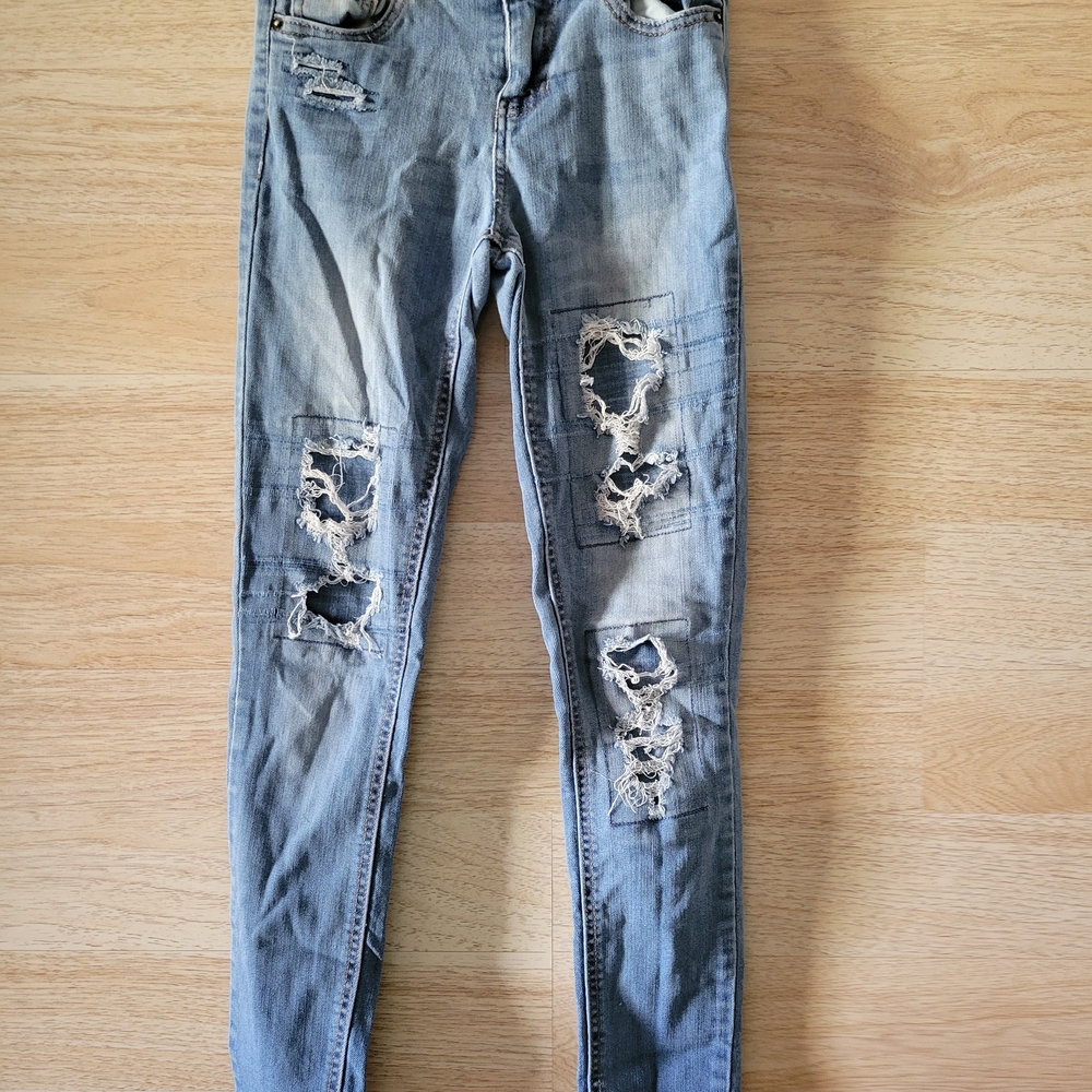Vanilla Star Light Blue Distressed Skinny Jeans